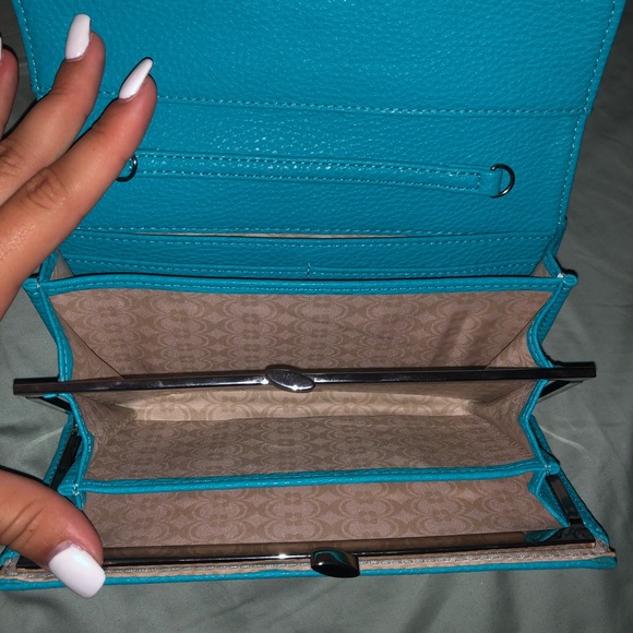 Bright Blue wallet with shoulder strap - Picture 4 of 5